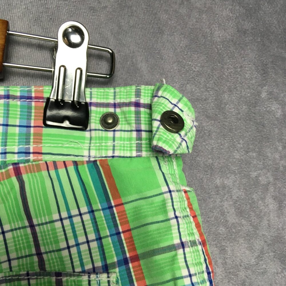 Polo RL Mens Plaid Swim Cargo Shorts size 34 Green Drawstring Cotton Nylon - Picture 8 of 16